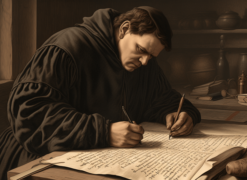 Der Reformist Martin Luther sammelt Informationen und verbreitet Meinungen.